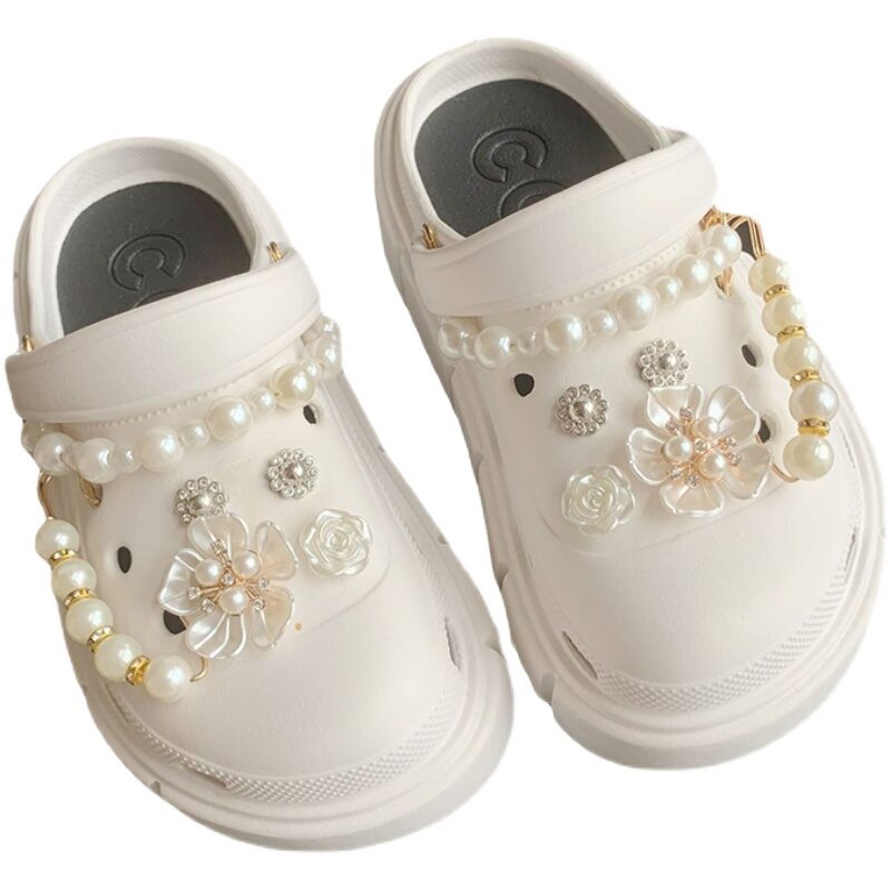 Croc Accessories Fashion Pearl Flowers