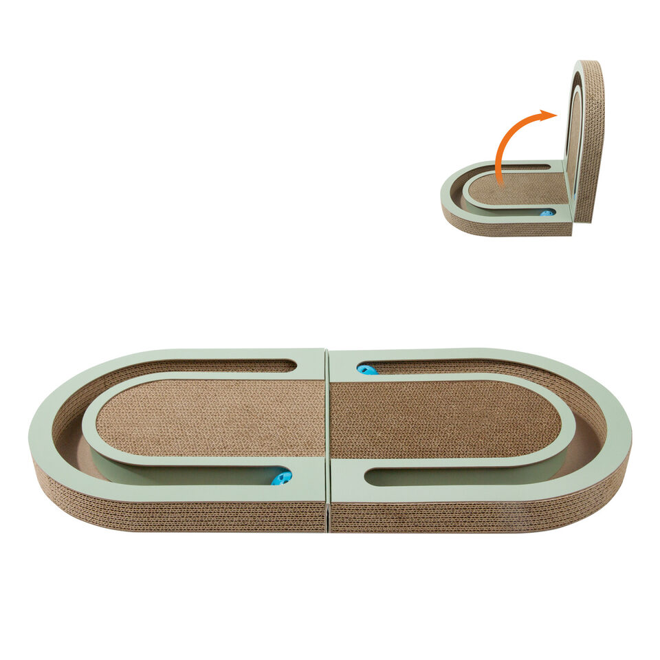 Corrugated Paper Folding Cat Grab Board With Ball