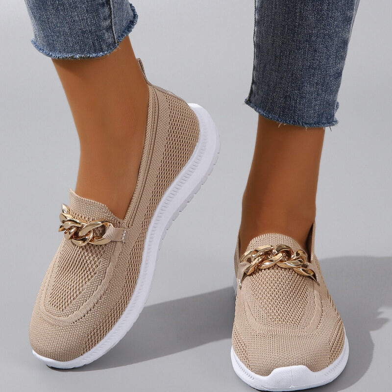 Chain Flats Shoes Women Mesh Sports Walking