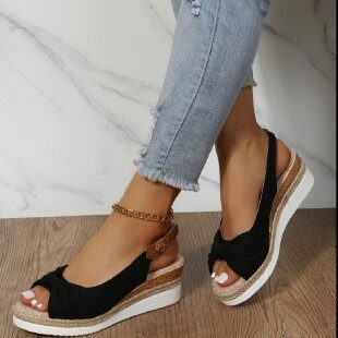 Bow Shoes Summer Peep Toe Platform Sandals Buckle