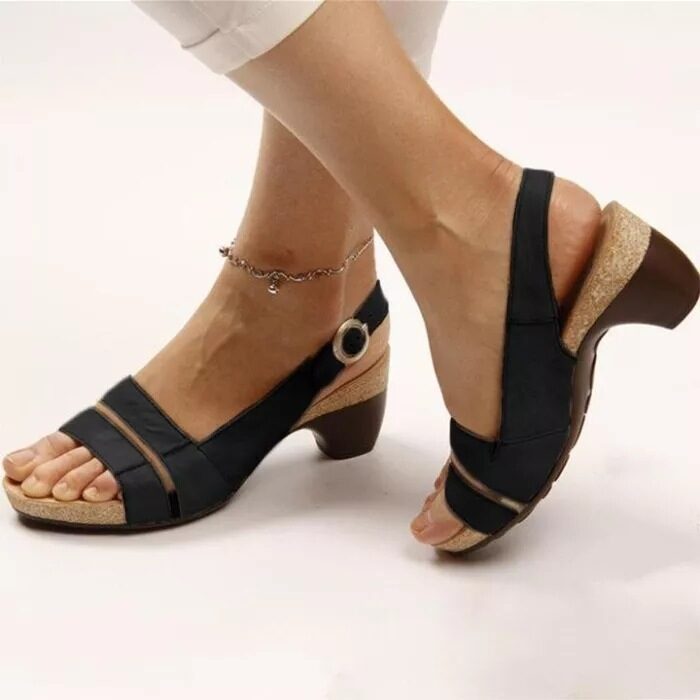 Ankle Strap Sandals Summer Low Heel Peep Toe