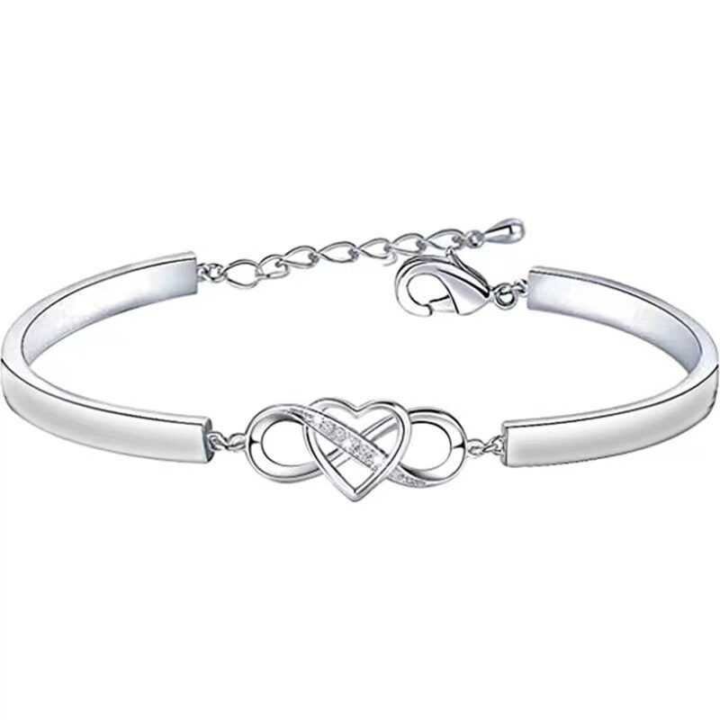 Infinity Heart Bracelet Bangle Crystal Love Forever Symbol