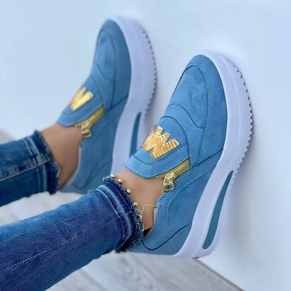 Large Size Sports Shoes Flat Solid Color Women's