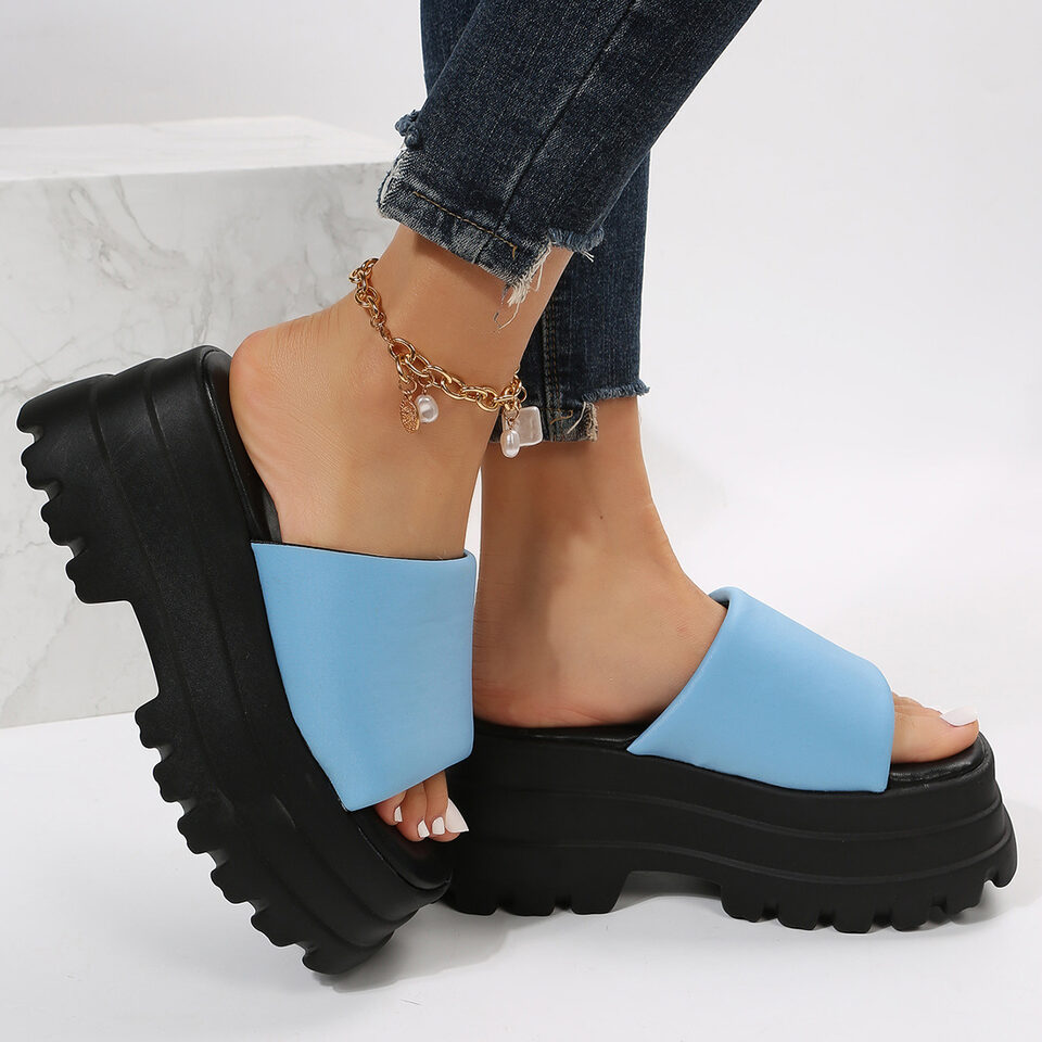 Peep Toe Slipper High Heel Flat Shoes Summer