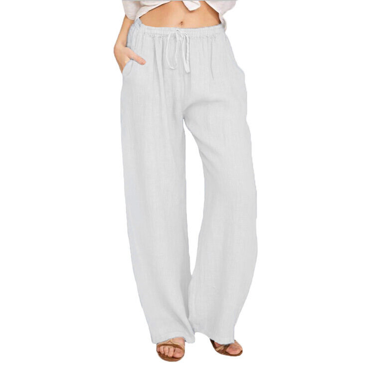 Soft Casual Drawstring Tie Trousers Summer Elastic Waist