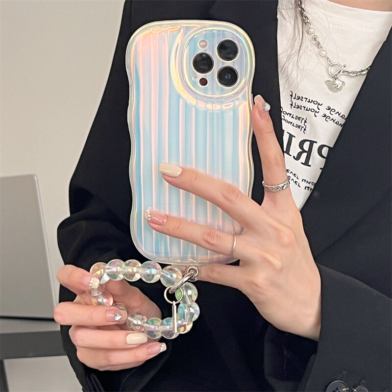 Laser Wave Silicone Phone Case Gradient Stripes Bracelet