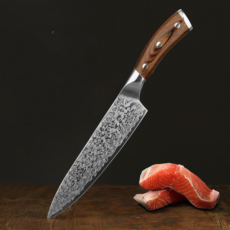 Damascus Leather Steel Kitchen Stainless Knife