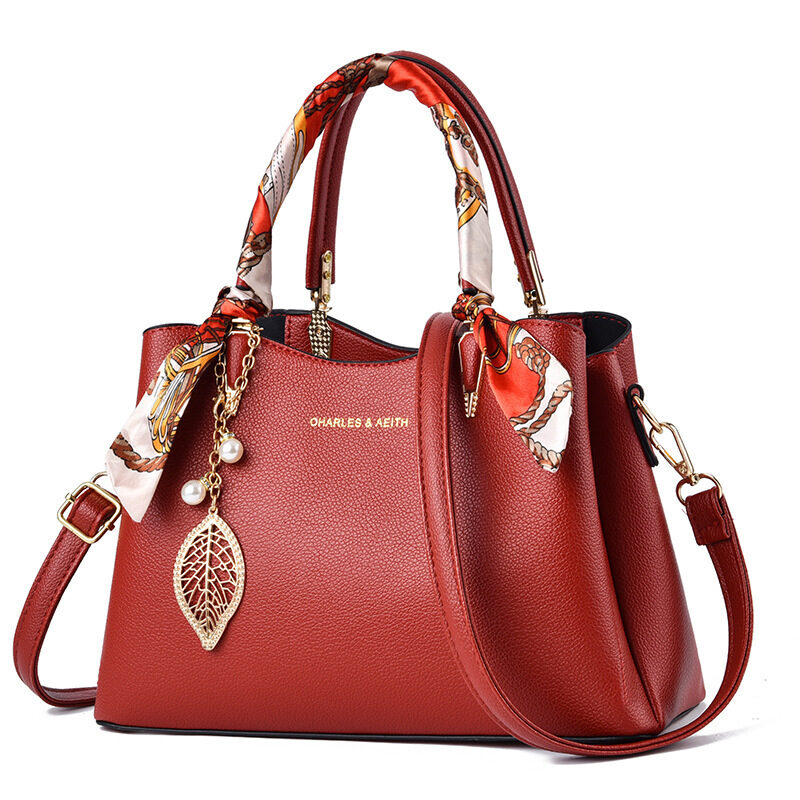 Women's Shoulder Bag With Leaf Pendant Fashion Silk