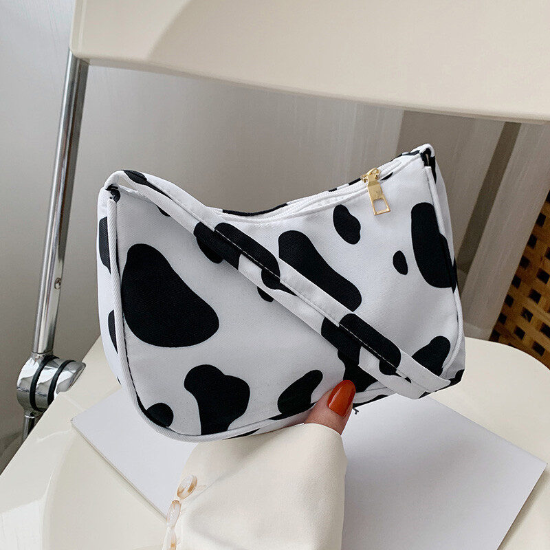 Women Handbag Butterfly Cow Leopard Printed Pattern Underarm