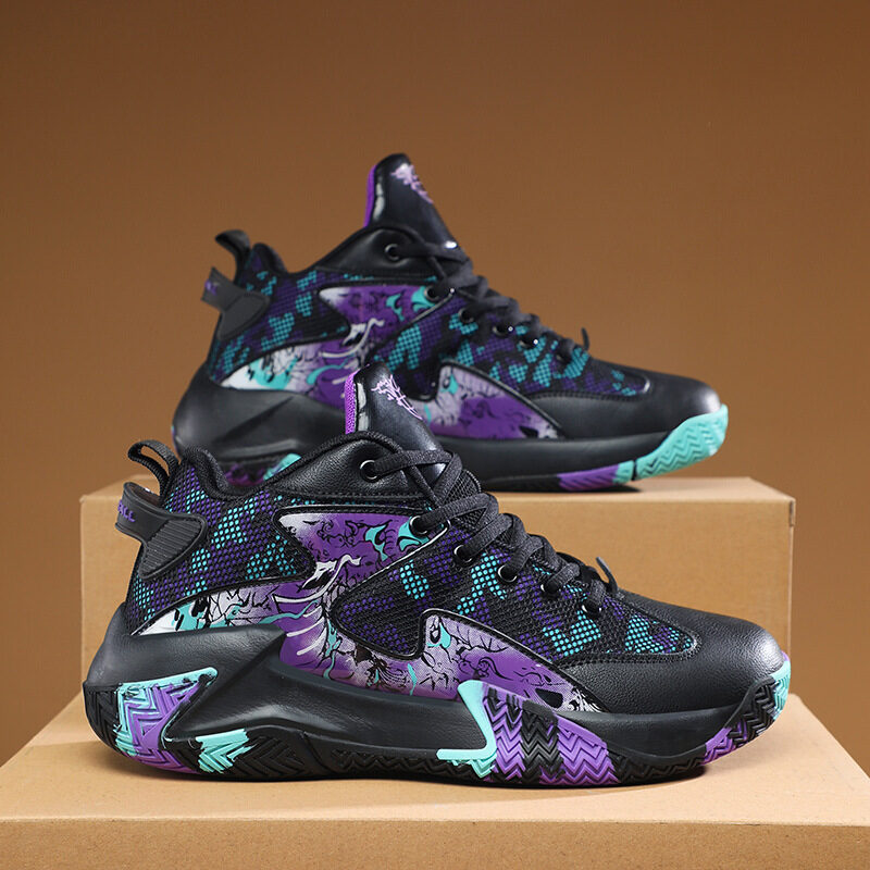New Basketball Shoe Graffiti Rubber Breathable High Top