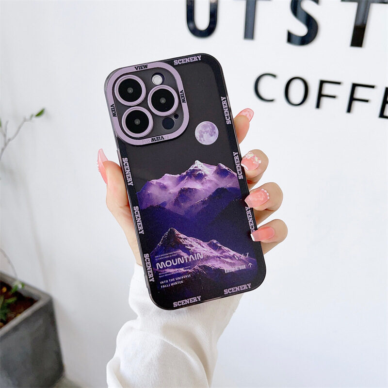 New Dark Purple Apple 14 Phone Case Landscape