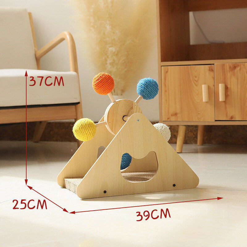 Solid Wood Rotary Table Cat Scratch Board Sisal