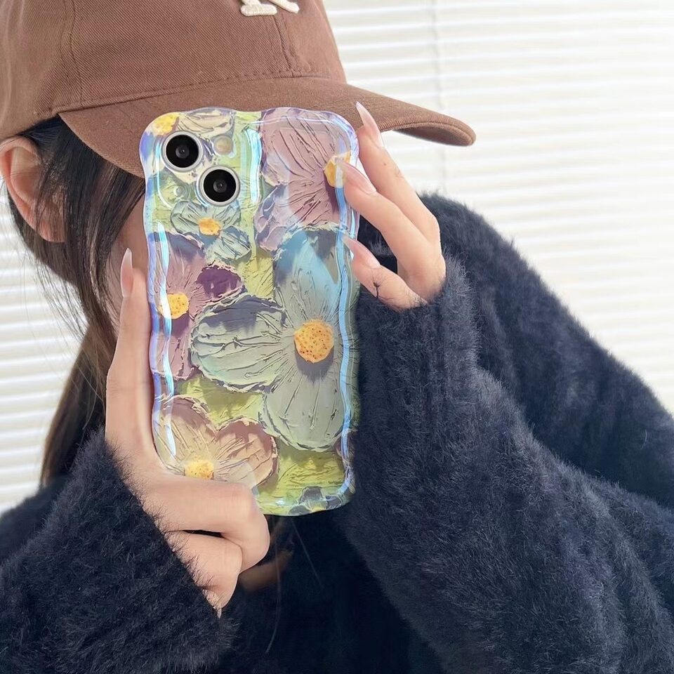 Retro Oil Painting Phone Case Blu-ray Flowers Shockproof