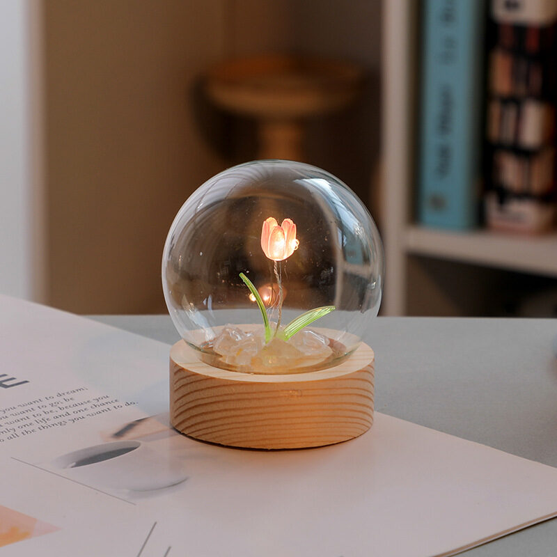 Artificial Tulip Flower Night Light Ornaments Handmade DIY