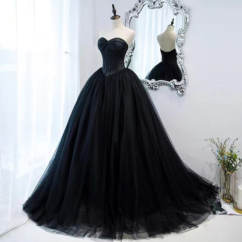 Black Evening Dress Can Wear Birthday Host Light