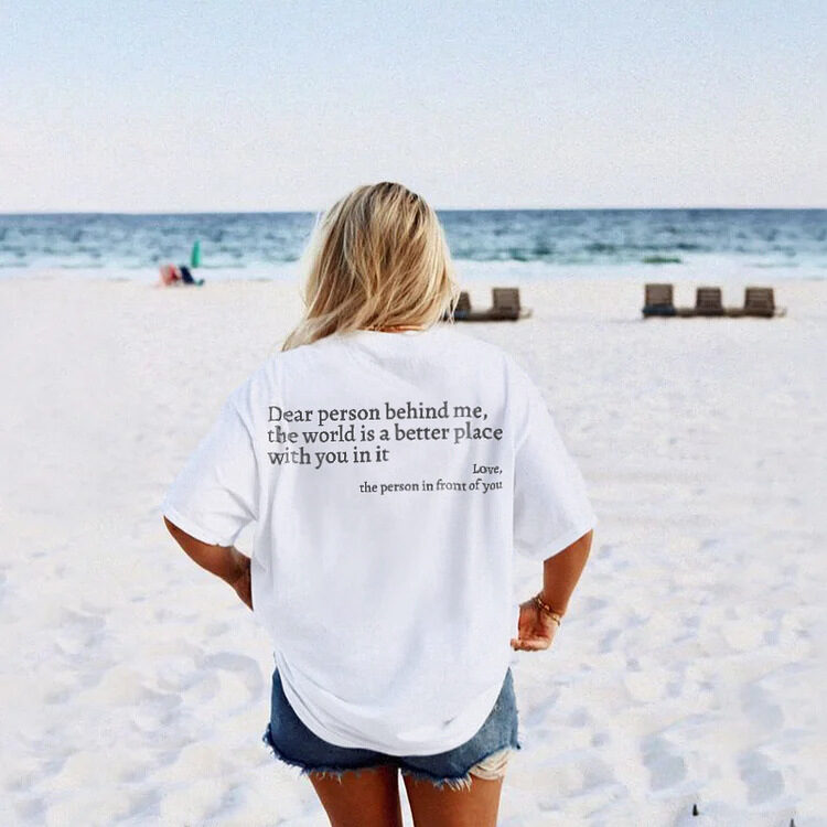 New Fashion Womens Letter T-Shirt Round Neck Short