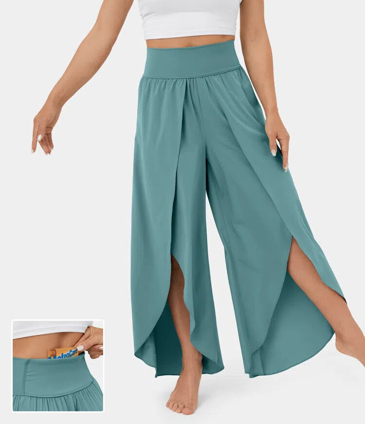 Loose Split Yoga Pants Summer Elastic High Waist