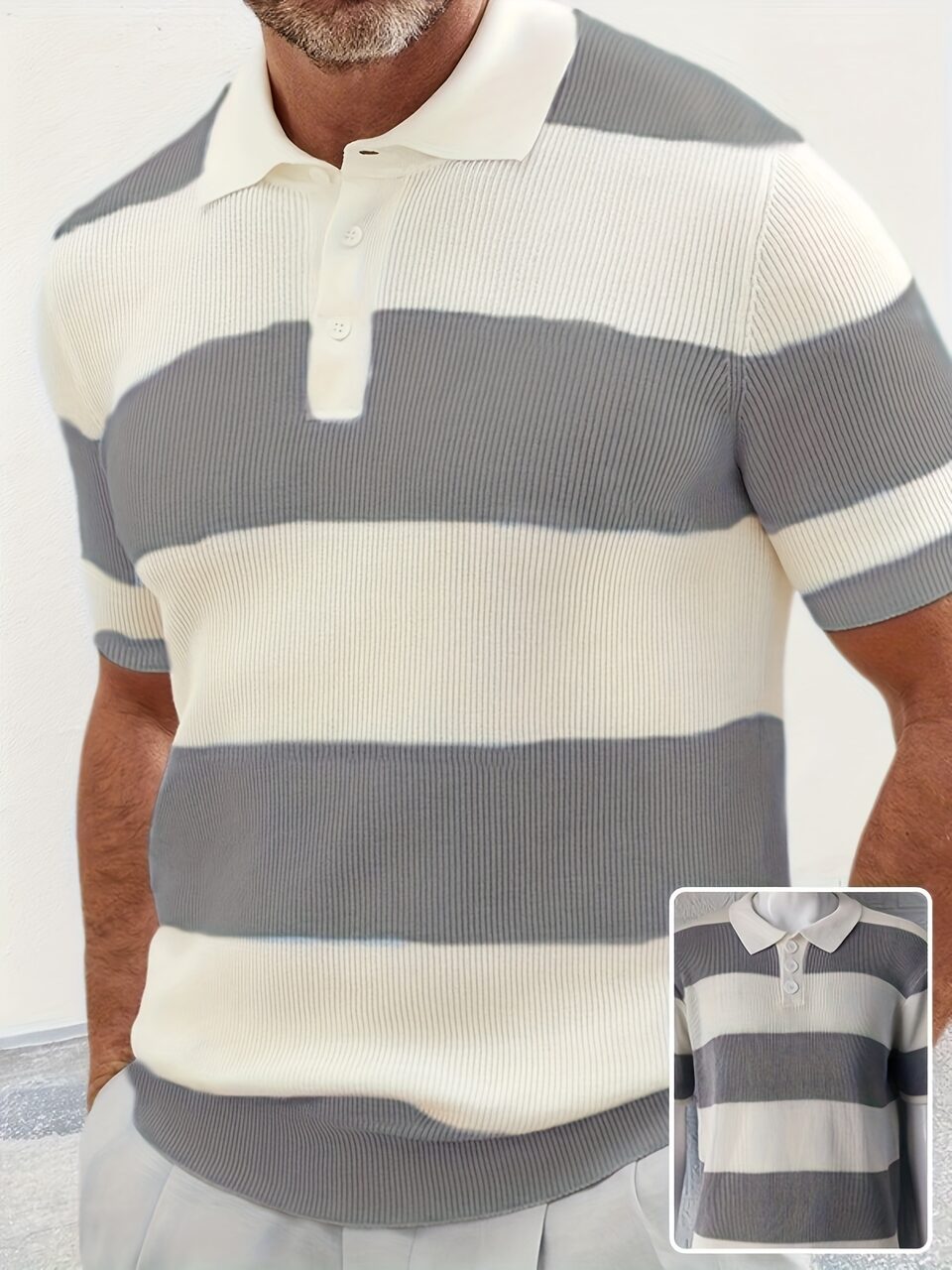 Mens Clothing Summer Fashion Lapel Sweater Short Sleeve