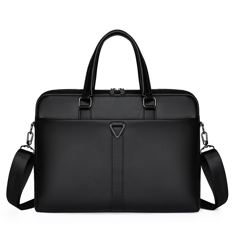 Men's PU Portable Oblique Span Business Briefcase Large