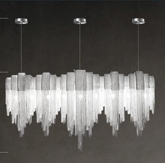 Nordic Luxury Villa Design Tassel Aluminum Chain Living