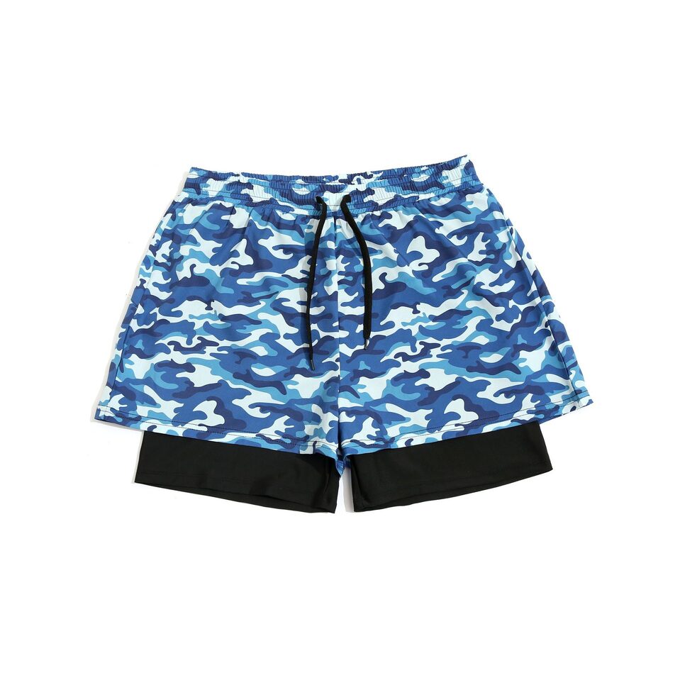 Loose Swimming Trunks Summer Printed Double Layer Beach