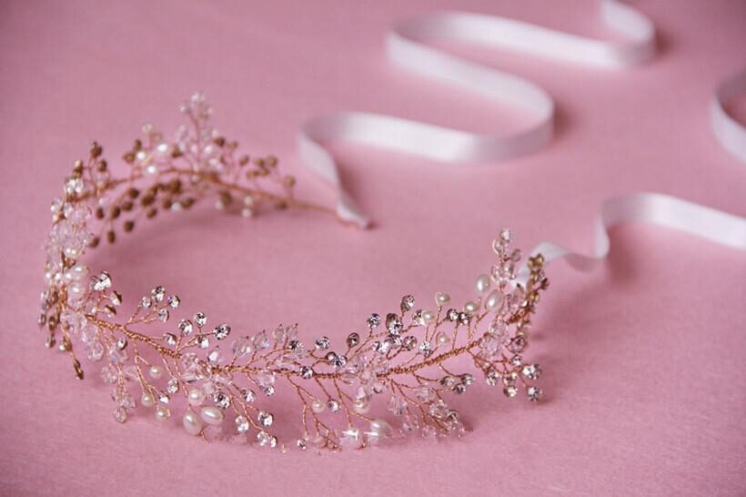 Pure Handmade Gold And Silver Crystal Bridal Hair
