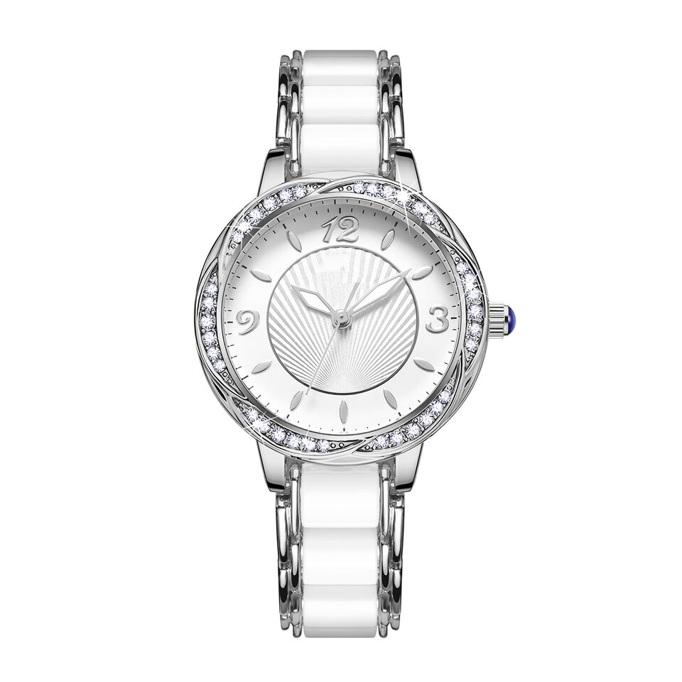 Women's Fashion Simple Ceramic Strap Butterfly Buckle Quartz