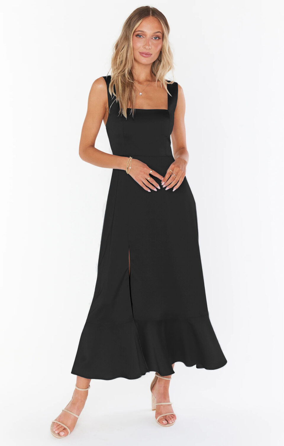 Temperament Suspender Split Dress With Lace-up Design Fashion