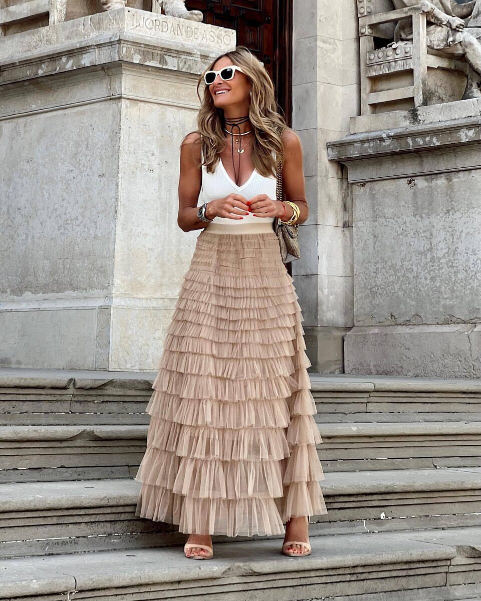 Layered Ruffles Cake Skirt Summer Fashion A Line