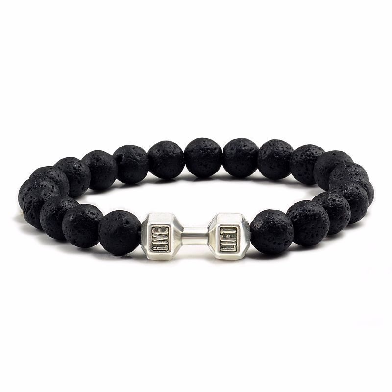 Natural Volcanic Stone Beads Bracelets Black Lava Men