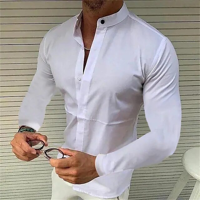 Men's Shirt Made Of Pure Colored Imitation Silk