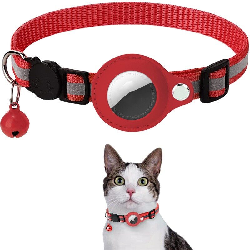 Pet Collar With Bell Airtag Reflective