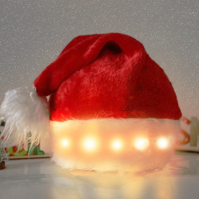 Christmas Hat LED Light Plush Children's Adult Decorations