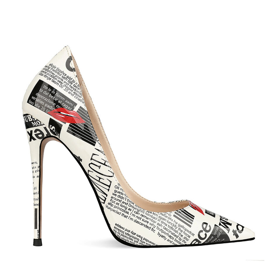 12cm Graffiti Fashion High Heels Women Women's Pointed