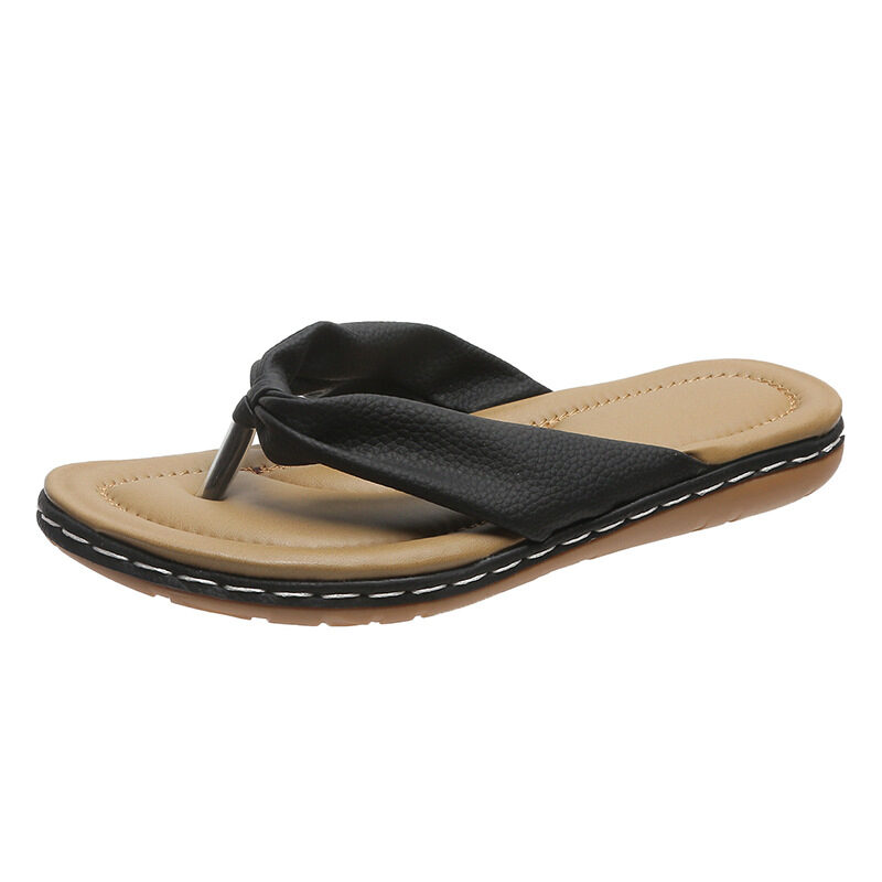 Clip Toe Bow Slippers Summer Flat Beach Shoes