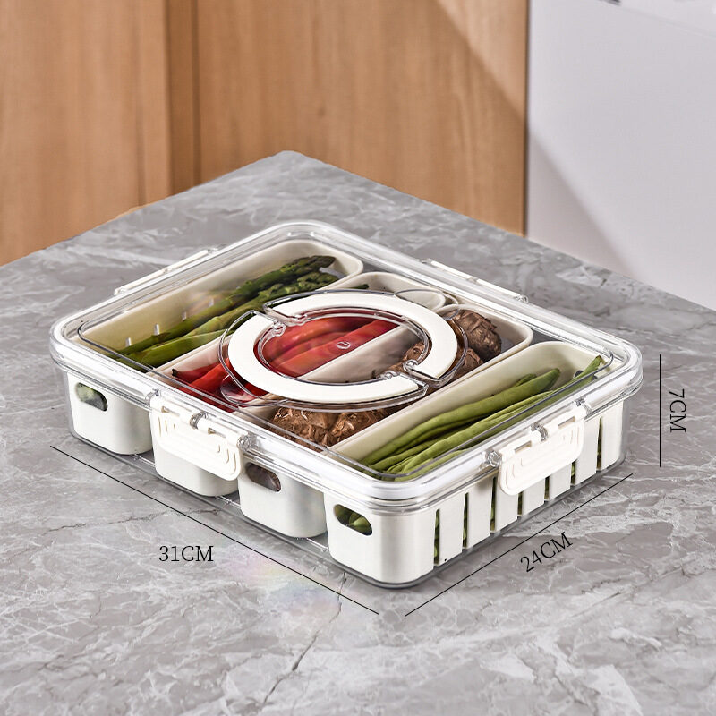 Kitchen Gadget Compartments Divided Serving Tray With Lid