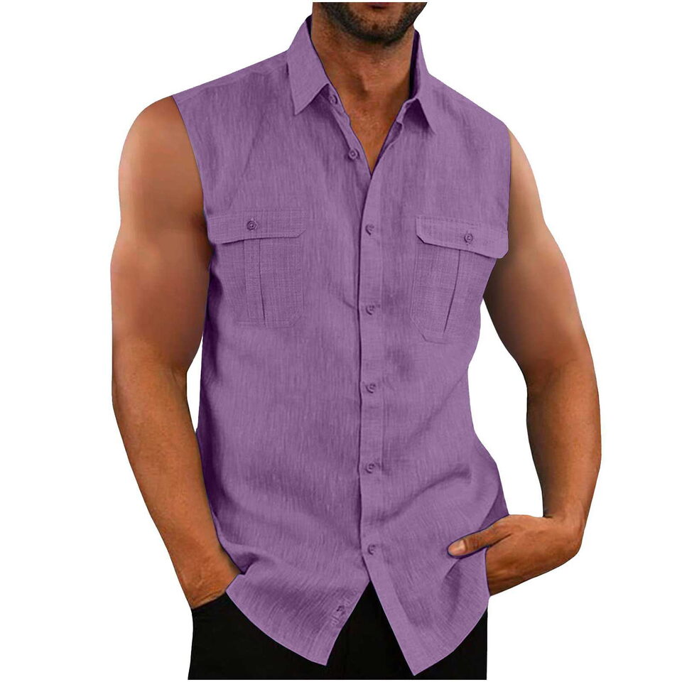 European And American Men's Shirt Double Pocket Cotton