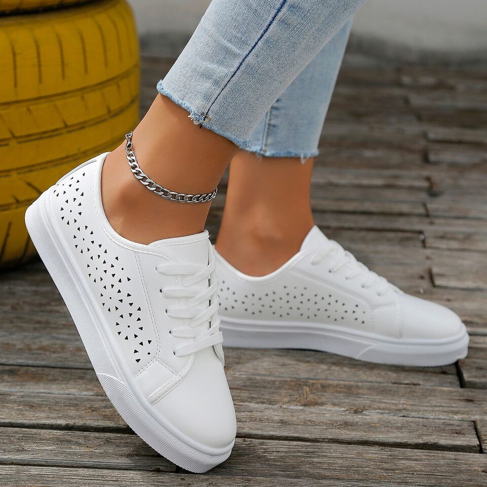 Cutout Flat Shoes Lace-up Hollow Out Walking