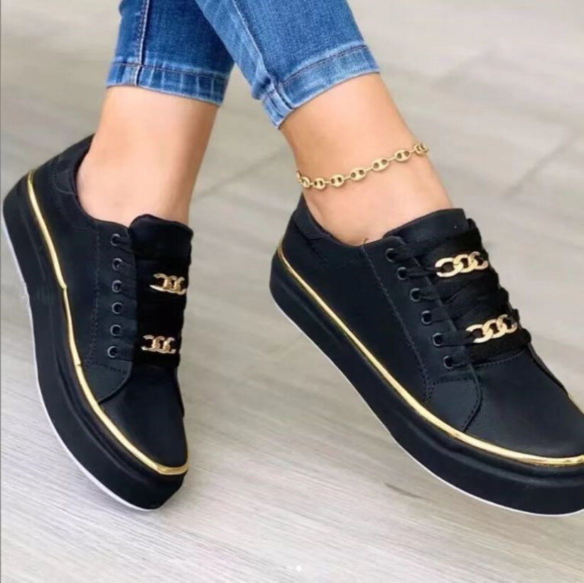 Chain Flats Shoes Thick Bottom Loafers For Walking