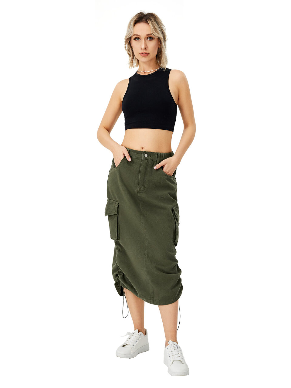 Women's Cargo Long Skirt Casual Streetwear Loose High