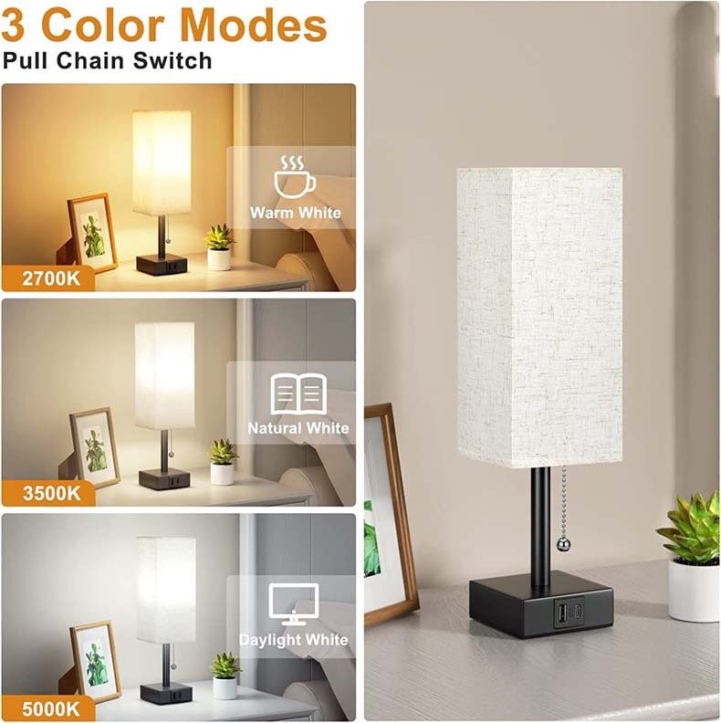 Bedside Table Lamp With 3 Levels Brightness Small