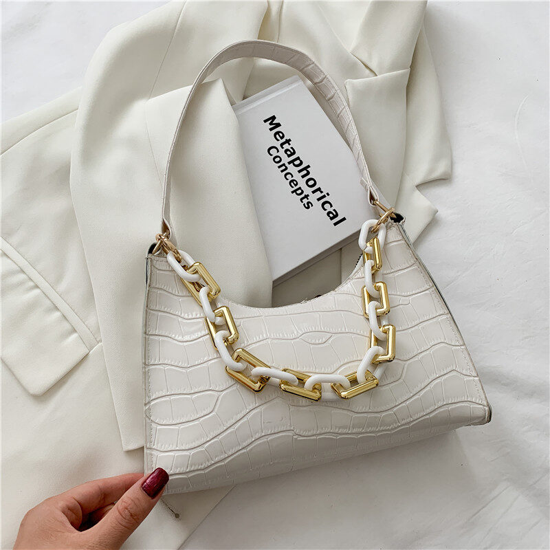 Fashion Stone Texture Shoulder Bag With Chain Women's