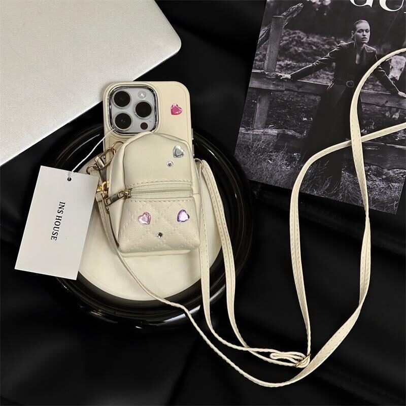 Crossbody Wallet Phone Case For ApplePhone Cute Light