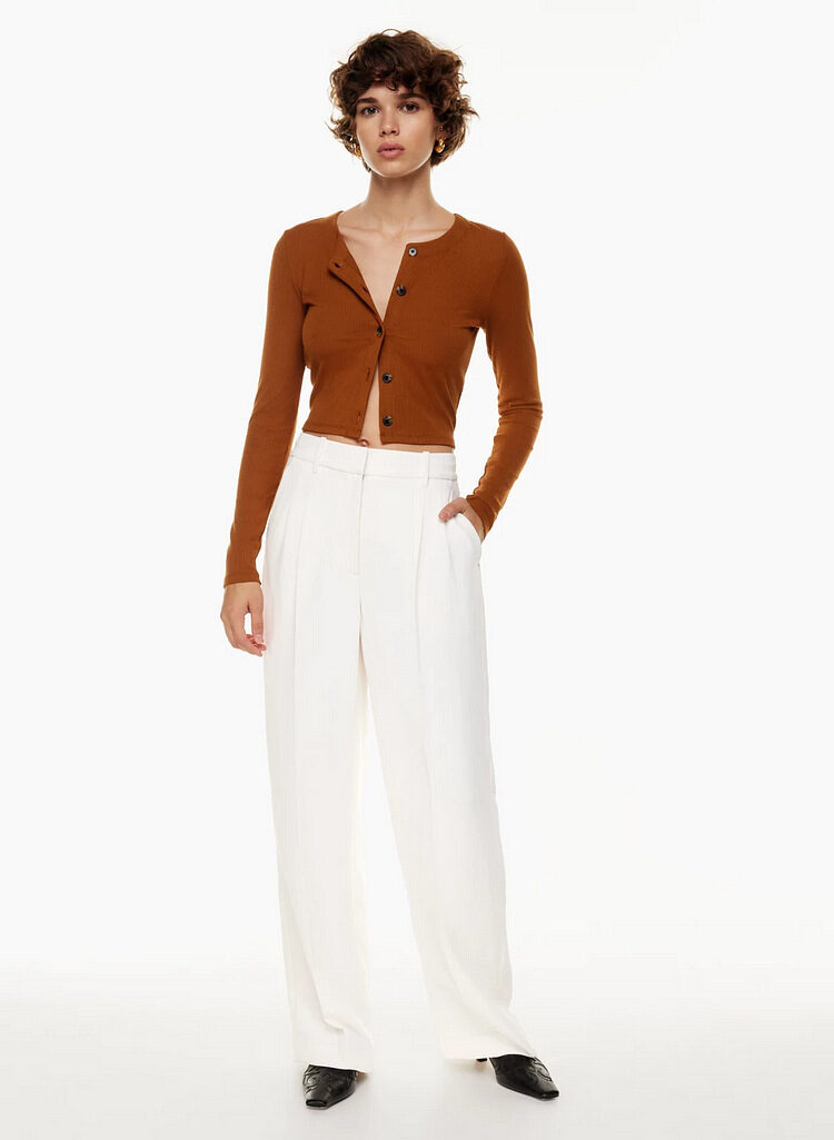 High Waist Straight Trousers With Pockets Wide Leg
