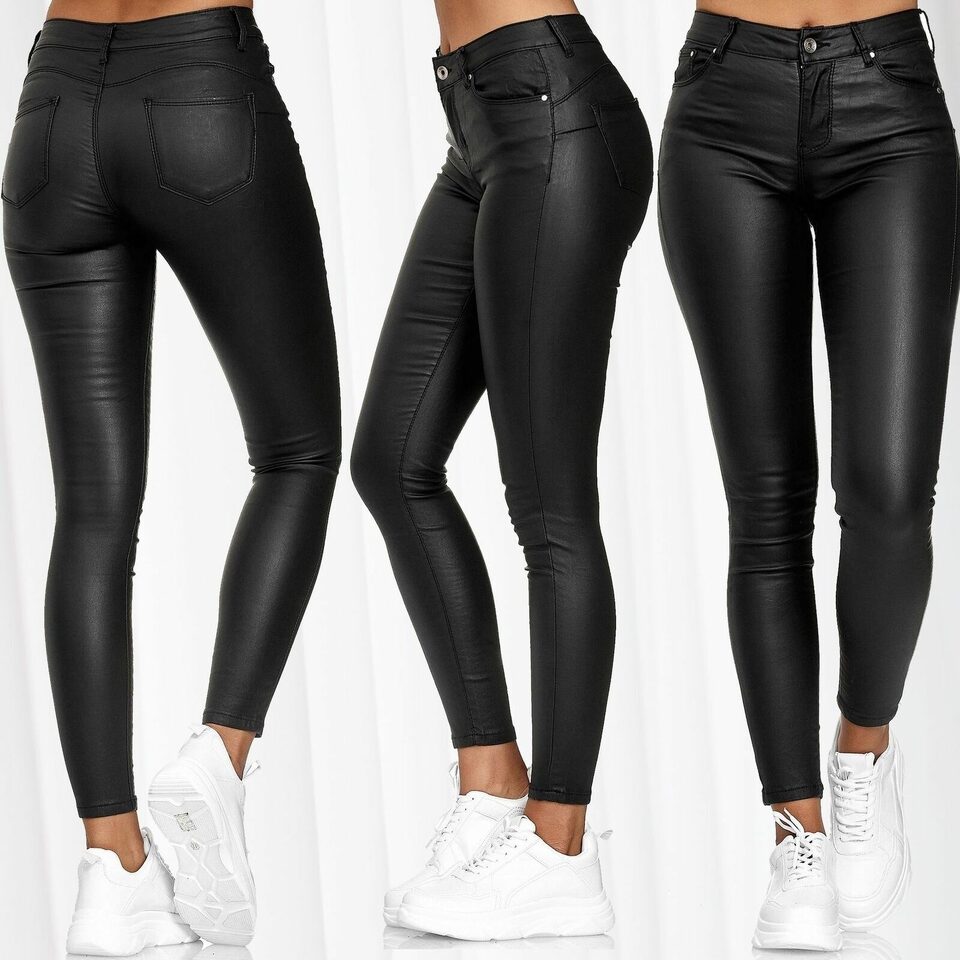 Solid Color Leather Casual Pants Skinny