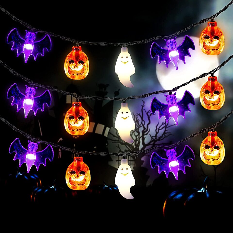 LED Halloween Pumpkin Spider Bat Skull String Light