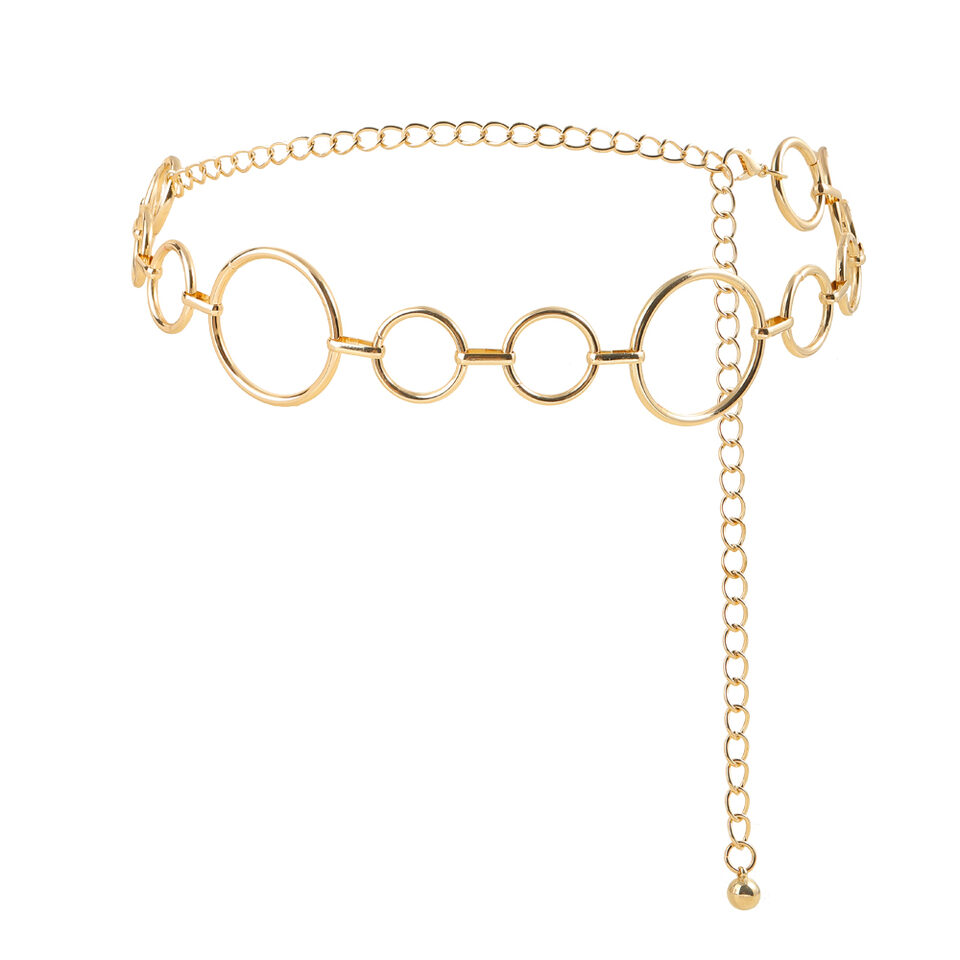 Simple Women's Waist Chain Metal Cutout Large Circle