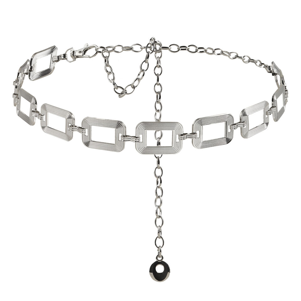 Sexy Women's Waist Chain Metal Cutout Simple Texture