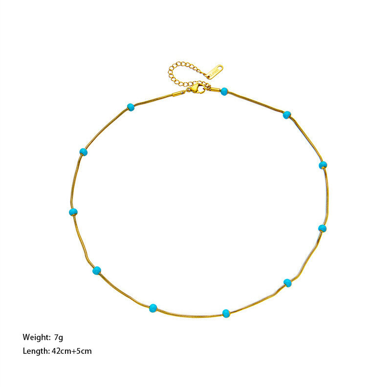 Titanium Steel Ball Drop Glaze Necklace For Women