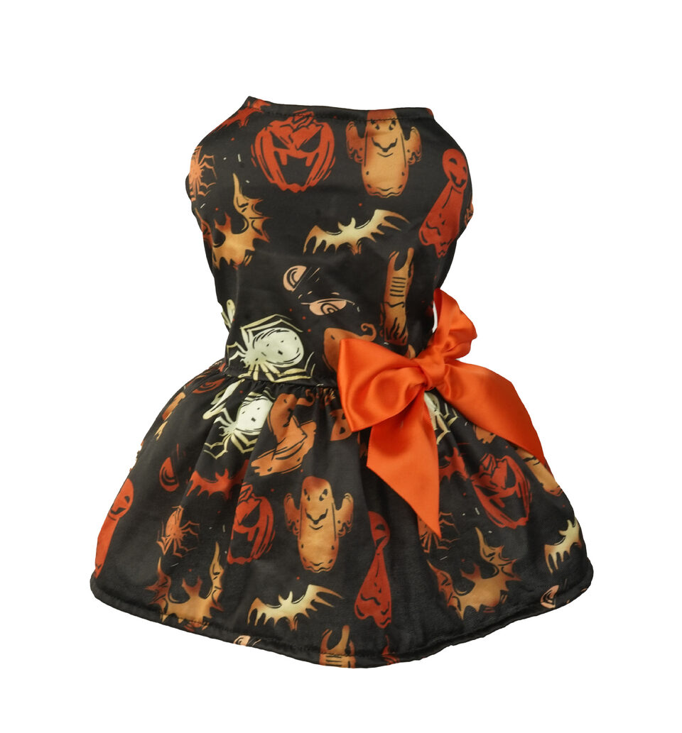 Halloween Small Dog Clothes Pet Dress Pumpkin Print